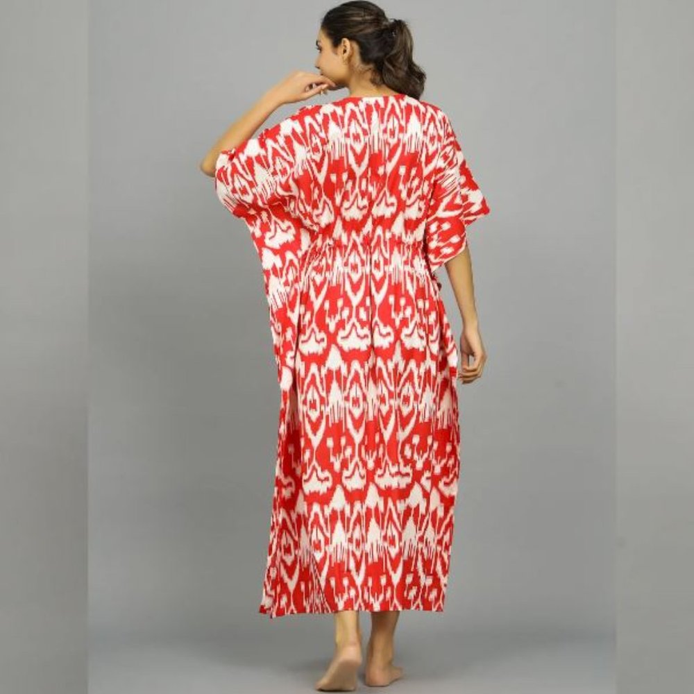 New Collection For Indian Handprint Cotton Caftan For Beach Wear Cover Up Long - Picture 5 of 6